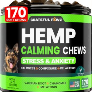 Hemp Calming Chews for Dogs - Dog Calming Chews - 170 Anxiety Relief Treats - Hemp Oil - Dog Calming Treats - Sleep Calming Aid - Advanced Calming Health Joint Support Supplement - Separation, Barking