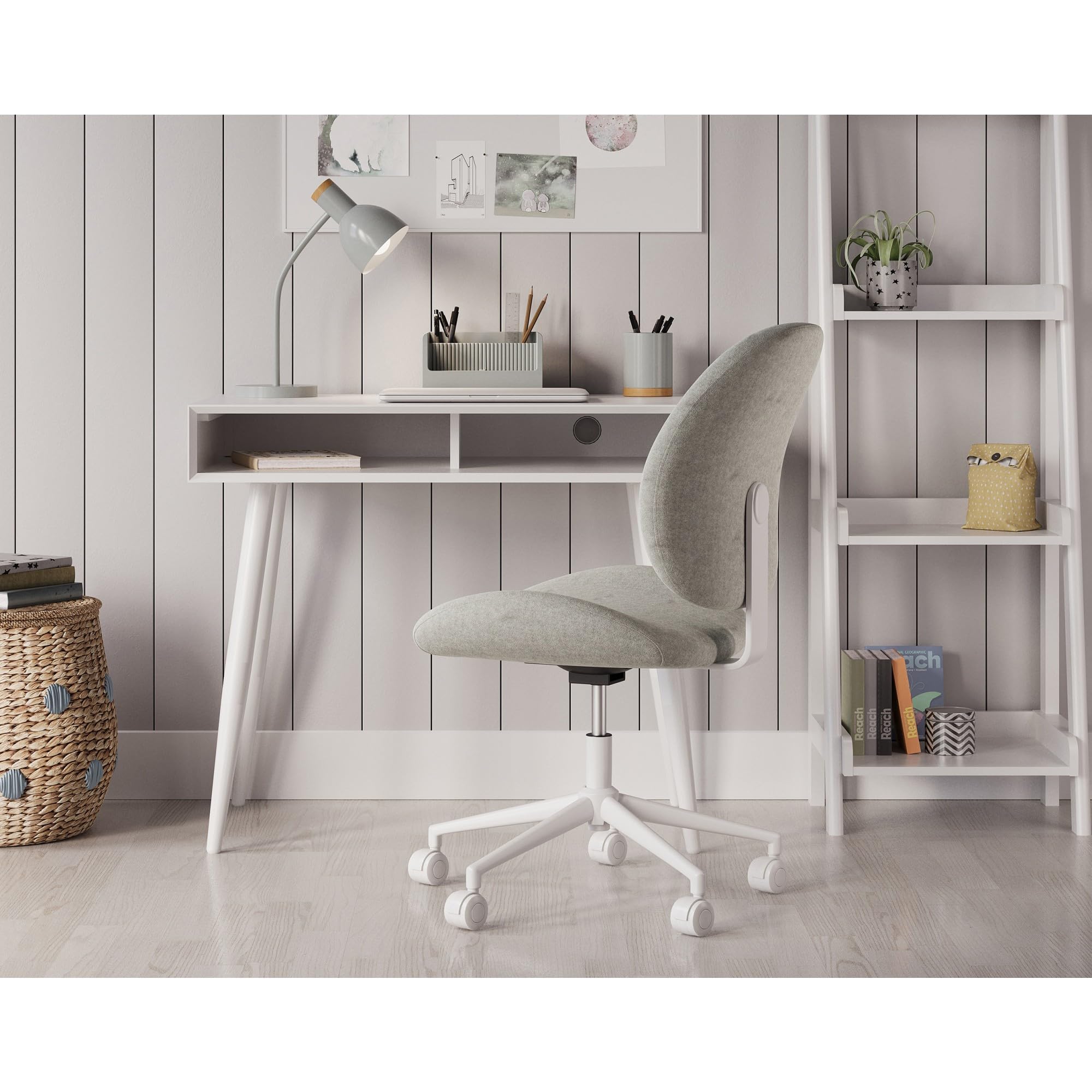 Realspace® Brigsley Fabric Low-Back Task Chair, Gray/White