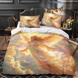 HEYLInGO Angels 3D Printed Bedding Duvet Cover Set Lightweight and Comfortable Microfiber Comforter Set with Zipper for Kids Adults 3-Piece（1 Duvet Cover+2 Pillow Cases） Queen（228x228cm）, Style-1