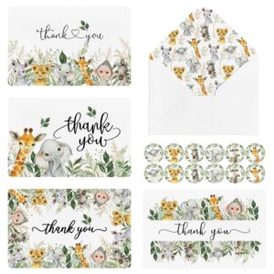 artoid mode 36 pack giraffe elephant thank you cards animal greeting cards gift with envelope sticker blank note cards for birthday wedding baby shower bridal shower, 4 x 6 inch