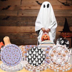 YTGUVBK Halloween Party Plates and Napkins, 60Pcs Halloween Party Supplies Tableware Set, Pumpkins Ghost Halloween Paper Plates Napkins for Halloween Birthday Party Decorations