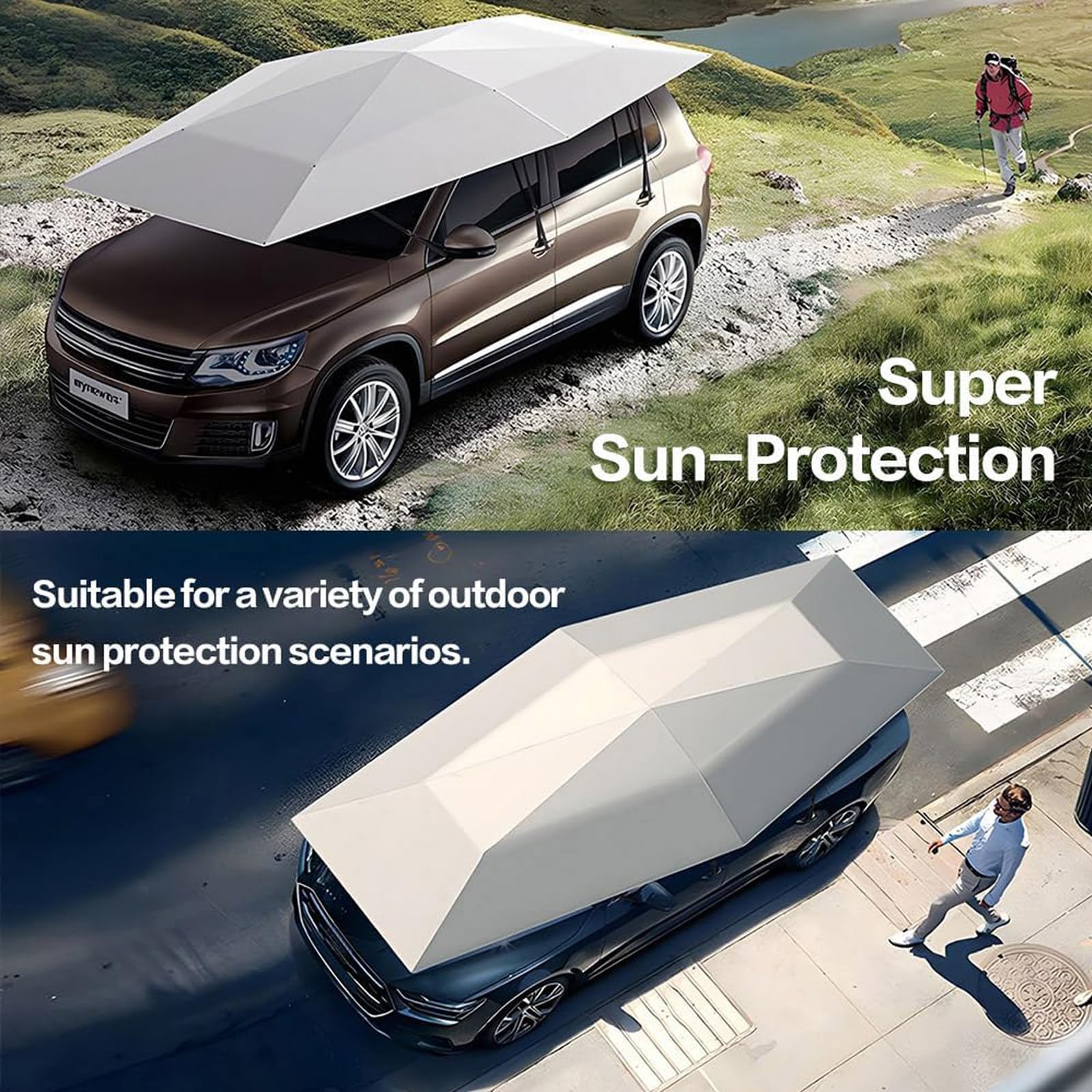 Fully Automatic Car Tent Removable Carport Folding Portable Car Protection Car Umbrella Sun Protection Car Awning Cover with Remote Control,Silver-4.5m