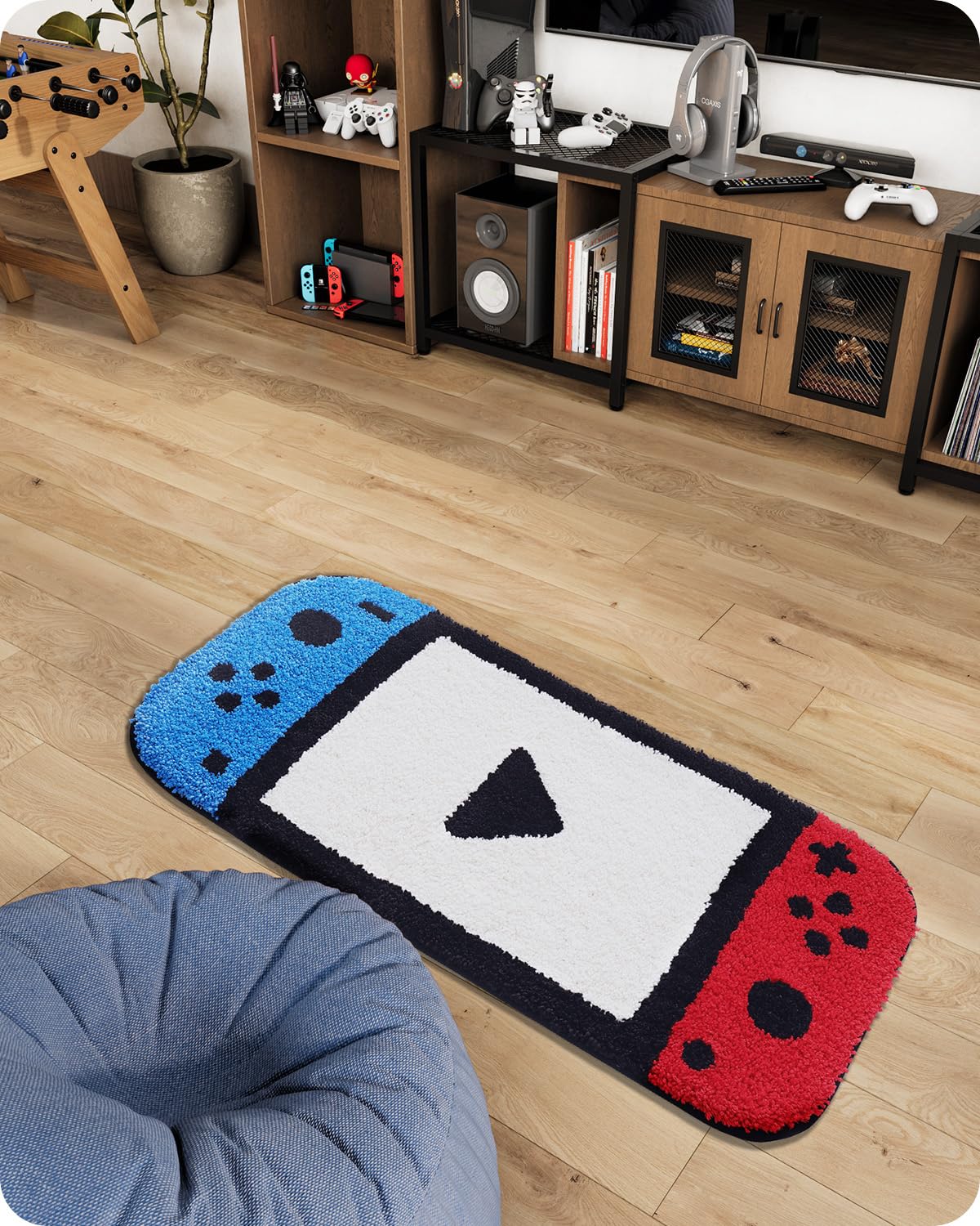 LUMI Fun Glove Floor Mat - Playful Glove Design, Non-Slip Backing, Durable and Easy to Clean, Ideal for Living Room, Bedroom, Nursery and Playroom Decor, 16"x32", Game Console