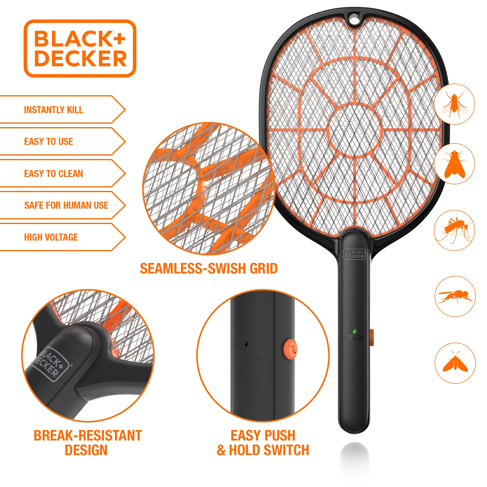 Bug Zapper Fly Swatter Electric for Mosquitoes Indoor Outdoor– Set of 2– Handheld Bug Zapper Racket