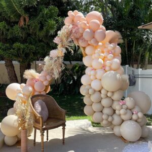 ADOINBY White Sand Balloon Arch Kit, 143Pcs Sand White cream beige Latex Balloon Garland kit, 18 12 10 5 Inch Different Size Balloons for Birthday Baby Shower Wedding Boho Party Decorations Supplies