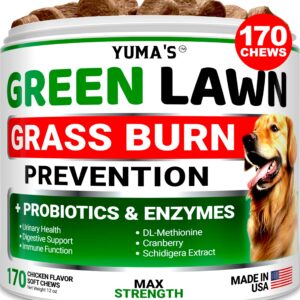 YUMA'S Dog Urine Neutralizer for Lawn - 170 Chews - Advanced Grass Green Savers for Dog Urine - Dog Pee Grass Neutralizer Supplement - Green Lawn Treats for Dogs with Probiotics and Digestive Enzymes