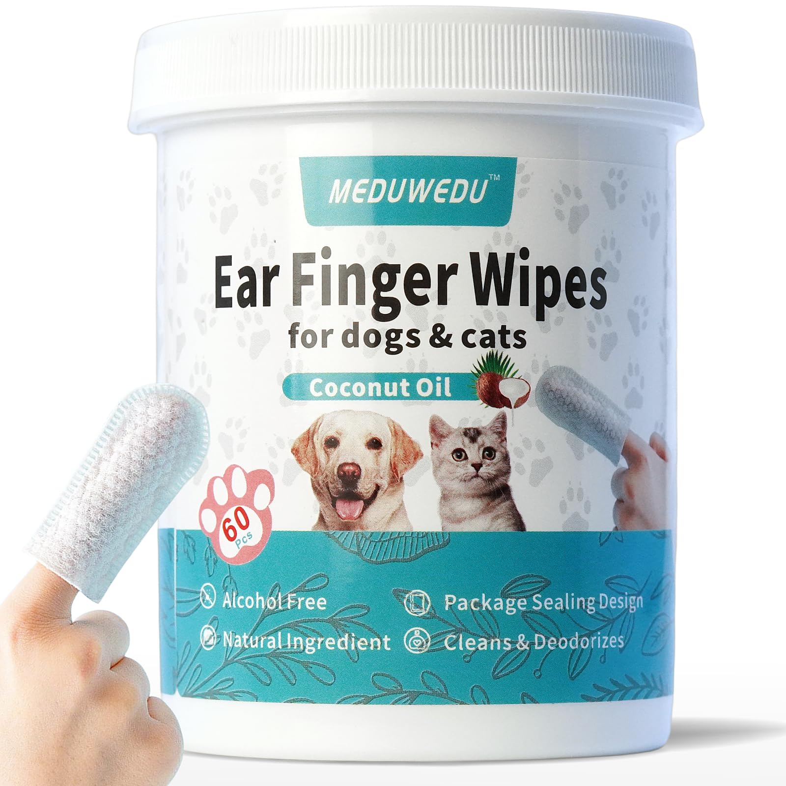 MEDUWEDU Ear Relief Finger Wipes & Dog Ear Cleaner & Eye Wipes& Dental Care Finger Wipes Kit