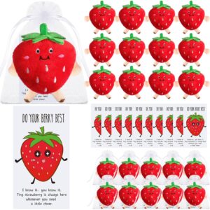 jellyarch 36 pcs employee appreciation gifts bulk fruit keychain positive puns card organza bags coworker thank you gift(strawberry keychain)