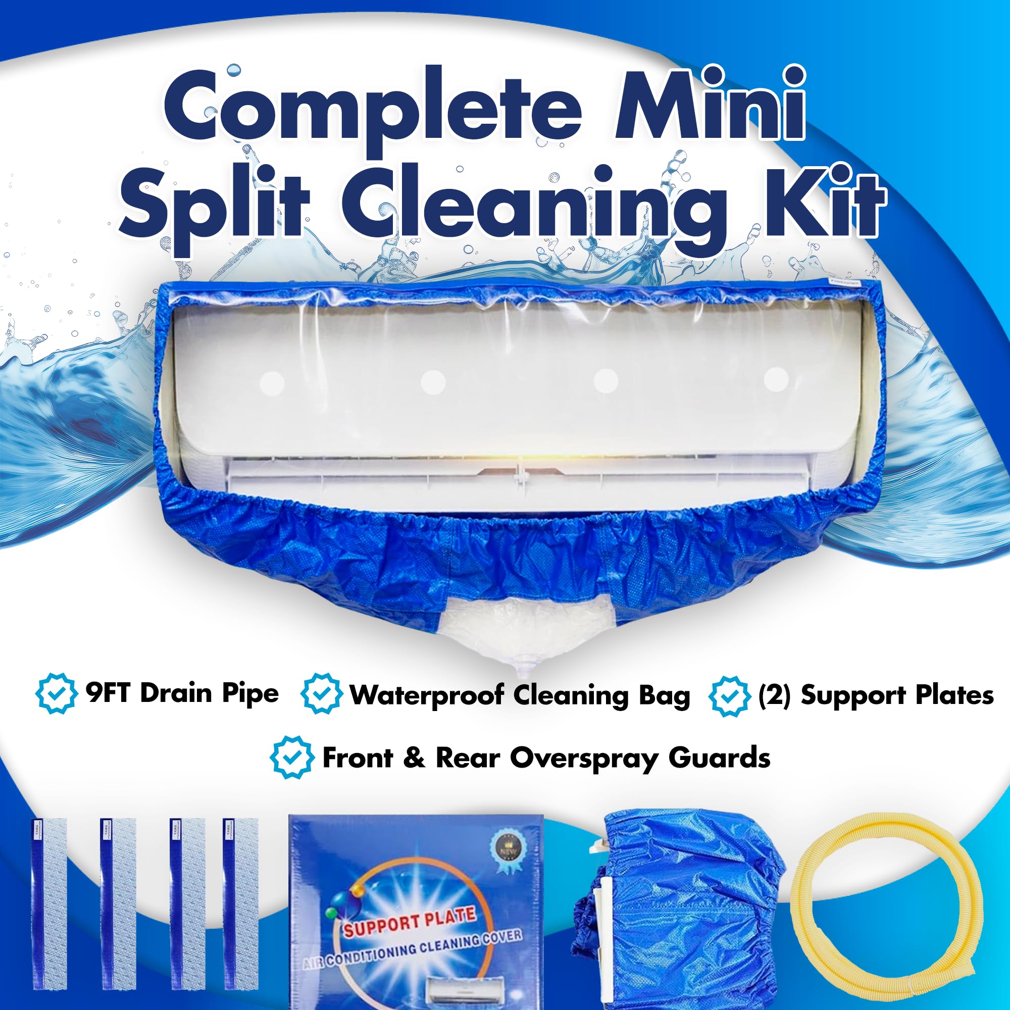 HVAC Guys Mini Split Cleaning Bag Kit | Air Conditioner Cleaning Cover for Mini Split Air Conditioners | AC Cleaning Bag Fits Systems 38in - 48in Long