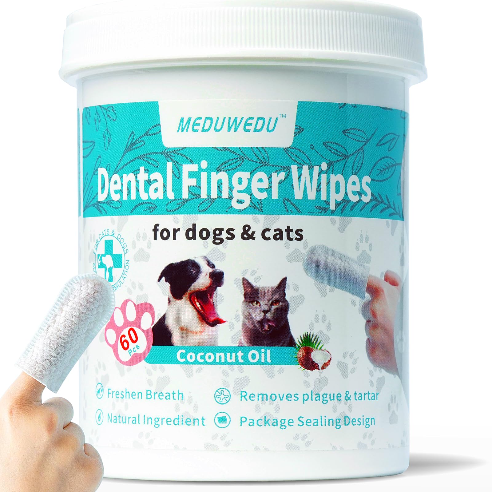 MEDUWEDU Ear Relief Finger Wipes & Dog Ear Cleaner & Eye Wipes& Dental Care Finger Wipes Kit