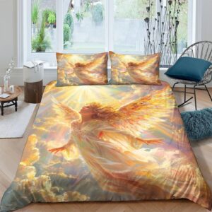 heylingo angels 3d printed bedding duvet cover set lightweight and comfortable microfiber comforter set with zipper for kids adults 3-piece（1 duvet cover+2 pillow cases） queen（228x228cm）, style-1