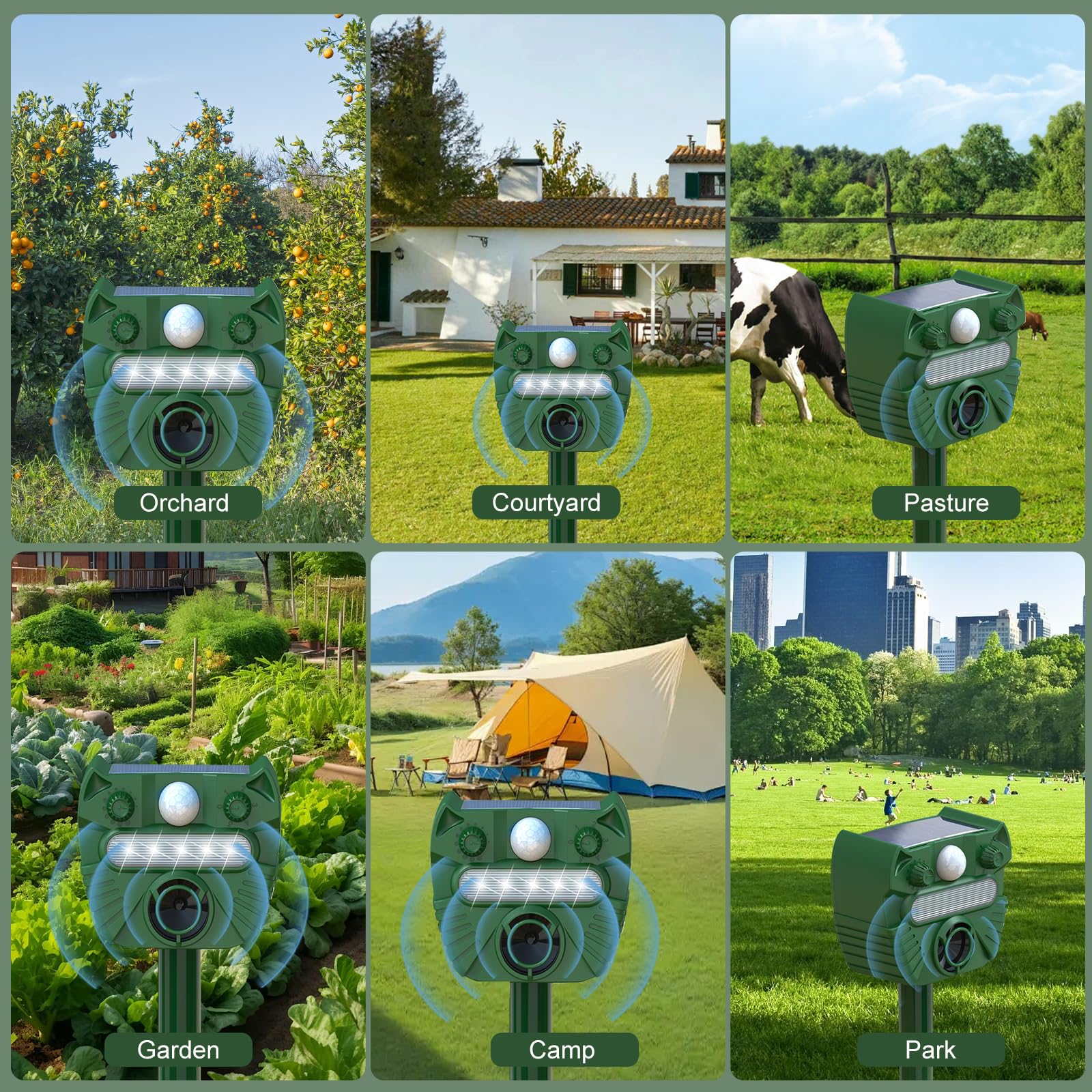 Upgraded Solar Animal Repellent,2024 Cat Repellent Device,Deer Repellent,Waterproof Squirrel Repeller Motion Sensor,Sound and LED Flashing,Animal Repellent for Dog Bird Rabbit-Q547