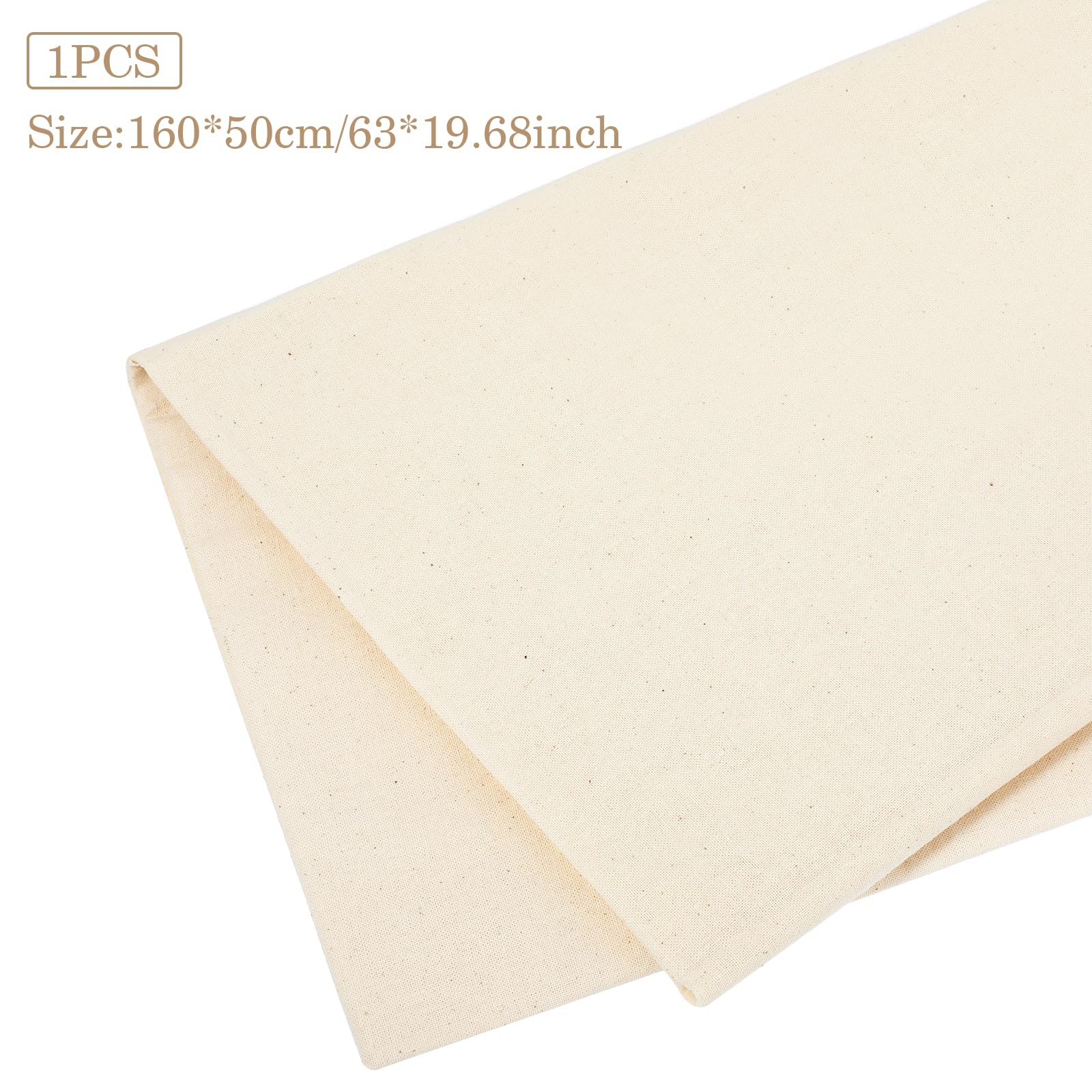 Nature Linen Needlework Fabric 100% Cotton Muslin Fabric, 63x19 Inch Plain Solid Colour Linen Fabric Cloth Cotton Fabric Bleached Natural Unbleached for Sewing Clothing and Handicraft Production