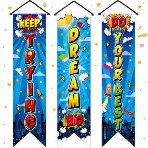 chiisong 3 pieces hero party decorations hero wall banners hero porch signs backdrops inspirational cityscape photography background for hero theme birthday party baby shower classroom decorations