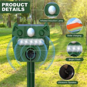 Upgraded Solar Animal Repellent,2024 Cat Repellent Device,Deer Repellent,Waterproof Squirrel Repeller Motion Sensor,Sound and LED Flashing,Animal Repellent for Dog Bird Rabbit-Q547