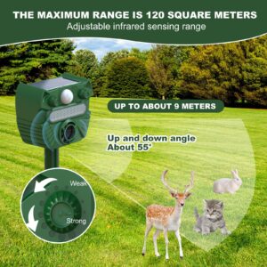 Upgraded Solar Animal Repellent,2024 Cat Repellent Device,Deer Repellent,Waterproof Squirrel Repeller Motion Sensor,Sound and LED Flashing,Animal Repellent for Dog Bird Rabbit-Q547