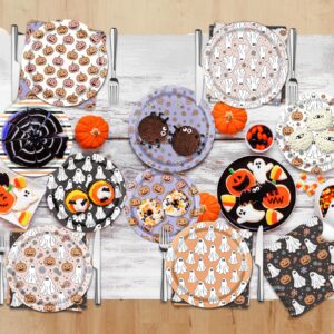 YTGUVBK Halloween Party Plates and Napkins, 60Pcs Halloween Party Supplies Tableware Set, Pumpkins Ghost Halloween Paper Plates Napkins for Halloween Birthday Party Decorations