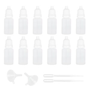 plastic dropper bottle, 12 pieces 10ml empty dropper bottles small squeeze bottles refillable eye drop bottles dispenser travel size dropper bottles with 2 funnel 2 droppers for liquid oils essence