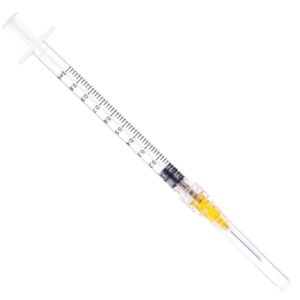 1ml syringes with needles 25g 5/8 inch, lab sample injection syringes for industrial scientific labs, liquids measuring and dispensing - 50 pack/box