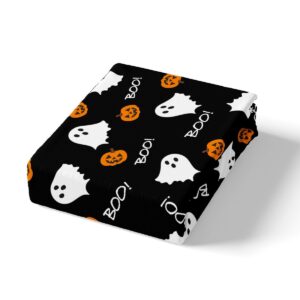 White Ghost Bedding Set,Pumpkin Lantern Comforter Cover Set for Teens Women Room Decor,Cartoon Halloween Duvet Cover Breathable Black White Orange Bedspread Cover Full Size