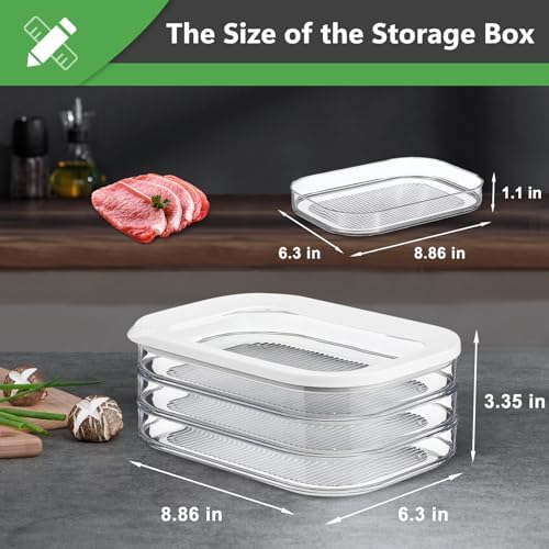 NEEJUM Deli Meat Container for Fridge, Stackable Bacon Cheese Container for Refrigerator, Food Storage Boxes with Lid for Cold Cuts, Lunch Meat, Salami, Meal Prep Containers, BPA Free, 3pcs