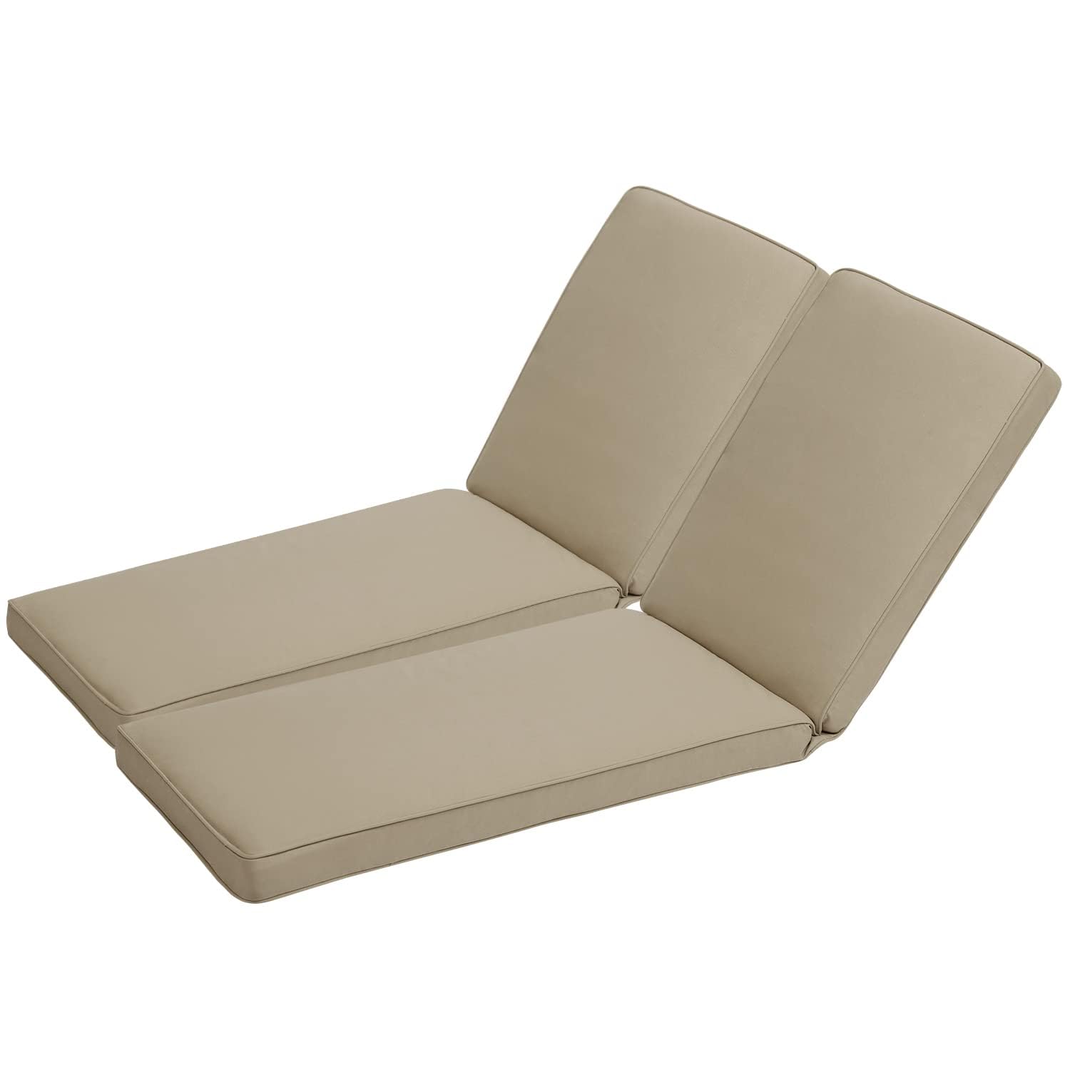 BPS Outdoor Lounger Cushion 72''L x 22''W x 3.5”H Patio Furniture Chair Seat Cushion Olifen Fabric Slipcover Sponge Foam - Set of 2