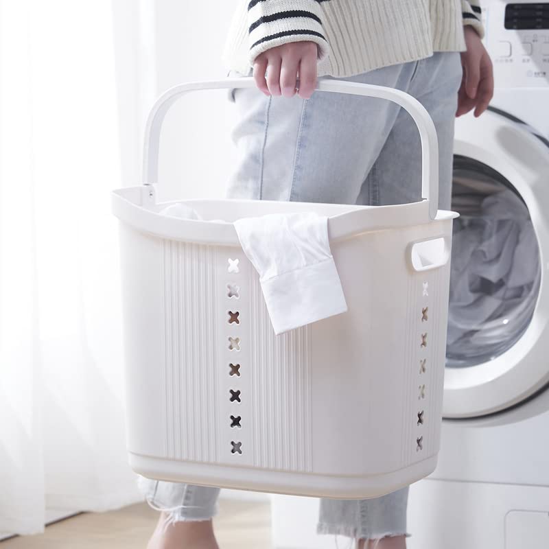 HOLMZCED 4 Tiers Standing Laundry Baskets with Wheels, Rolling Laundry Cart with Removable Laundry Basket Mobile Laundry Hampers Plastic Laundry Storage Cart White for Bedroom Laundry Room Bathroom