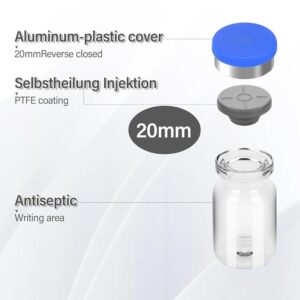 Viodmss Sterile Empty Vials with Self Healing Injection Port,with Aluminum Plastic Cap,Sealed Empty Vials (5ML 10PCS)