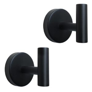 2 pack towel hooks bathroom robe hook coat hook stainless steel heavy duty door hangers towel robe clothes cabinet closet sponges wall hooks for bedroom kitchen bathroom hotel pool - matte black