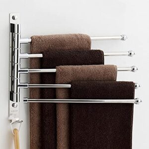 bathroom shelves towel rail rack stainless steel rotating towel rack, bath rail hanger towel holder, 4 swivel bars bathroom wall mounted towel rail for bathroom kitchen