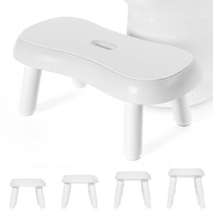 toilet stool squat adult, poop stool for bathroom with non-slip design, adjustable height from 6.7 to 9 inches, white