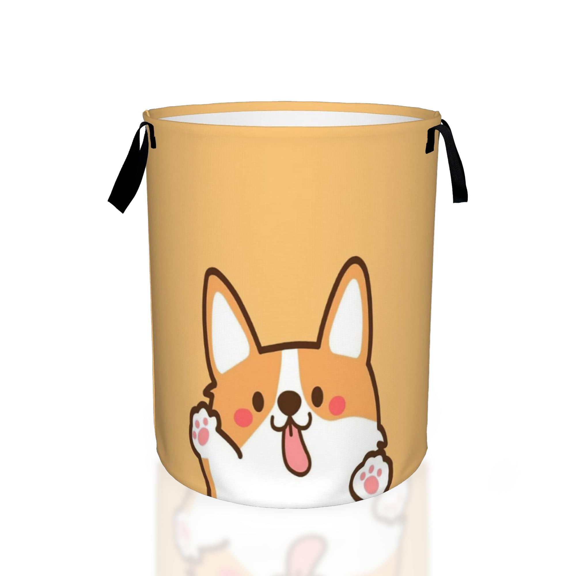 Funny Corgi Puppy Dog Laundry Basket,Waterproof Foldable Laundry Hamper,Dirty Clothes Laundry Basket, Linen Bin Storage Organizer for Toy Collection 16" x 20"