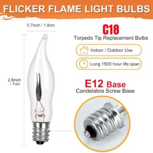 Agaphoton Christmas Flicker Flame Light Bulbs, Crystal Clear Flame Tip Candelabra Bulbs, Flickering Replacement Bulbs Dances with Orange Flame, 120 Volt, 1 Watt, E12 Candelabra Base, 12 Pack