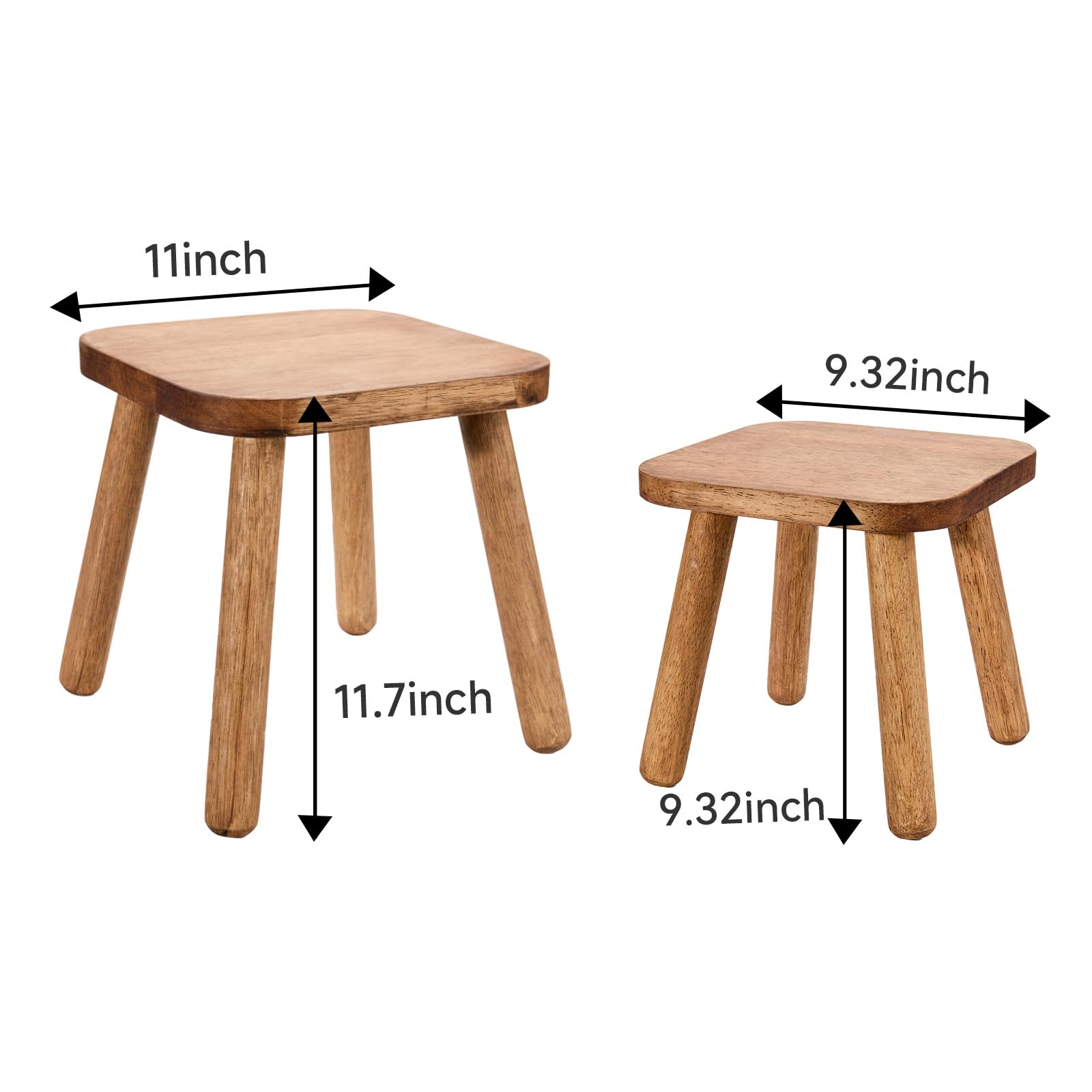 JUJIAFU Solid Wood Stool Wooden Step Stool for Adults Small Wooden Stool Square Stool Sitting Stool Legs Detachable for Kitchen Bathroom Living Room (9.32High)