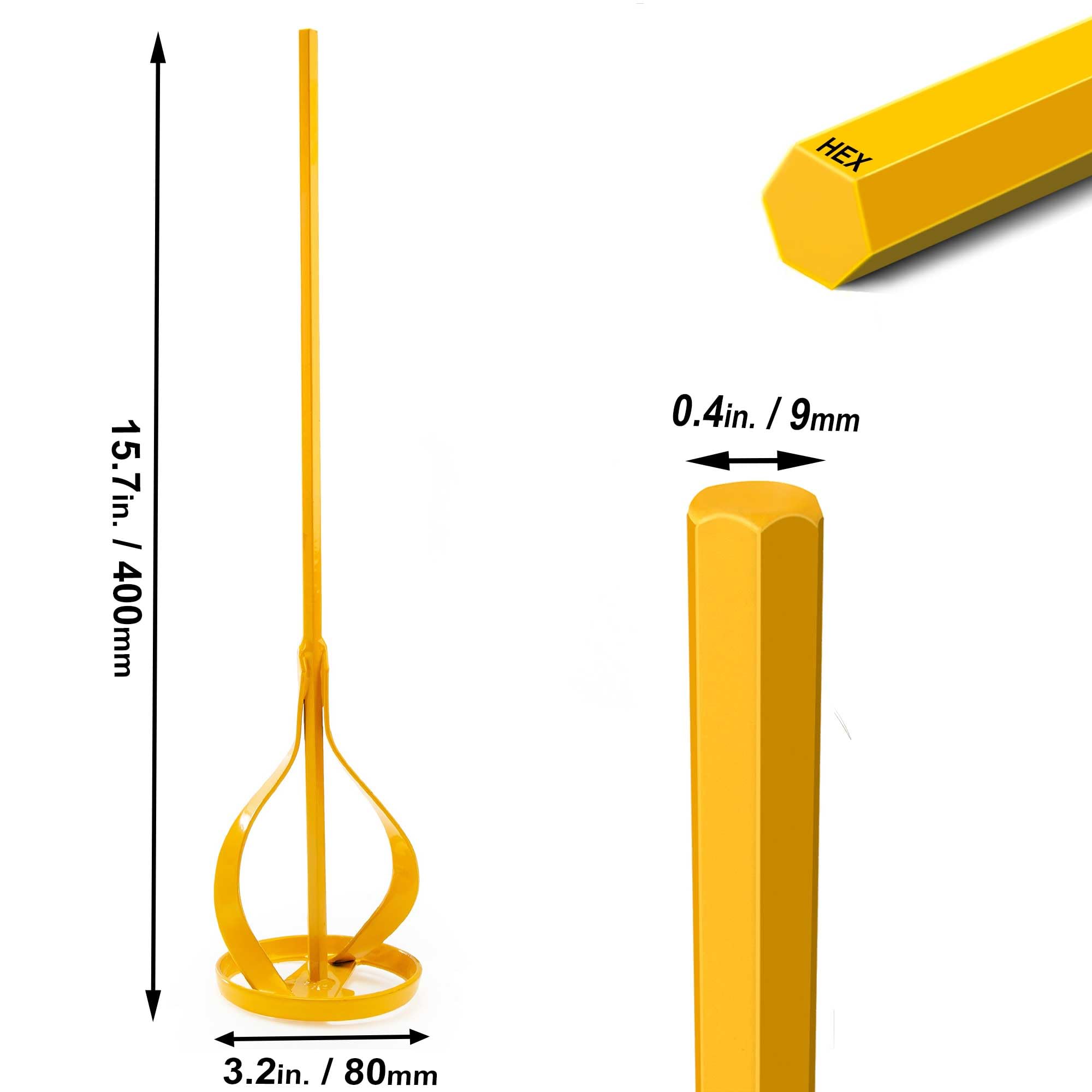 Viganoc Paint and Mud Mixers, Paint Stirrer for Drill Bits in 1 to 5 Gallon Drums, Fits all Standard Drill Bits, Hex Head Non-slip, Easy to Clean, Paint and Plaster Mixers Stirrer Tools (Yellow)