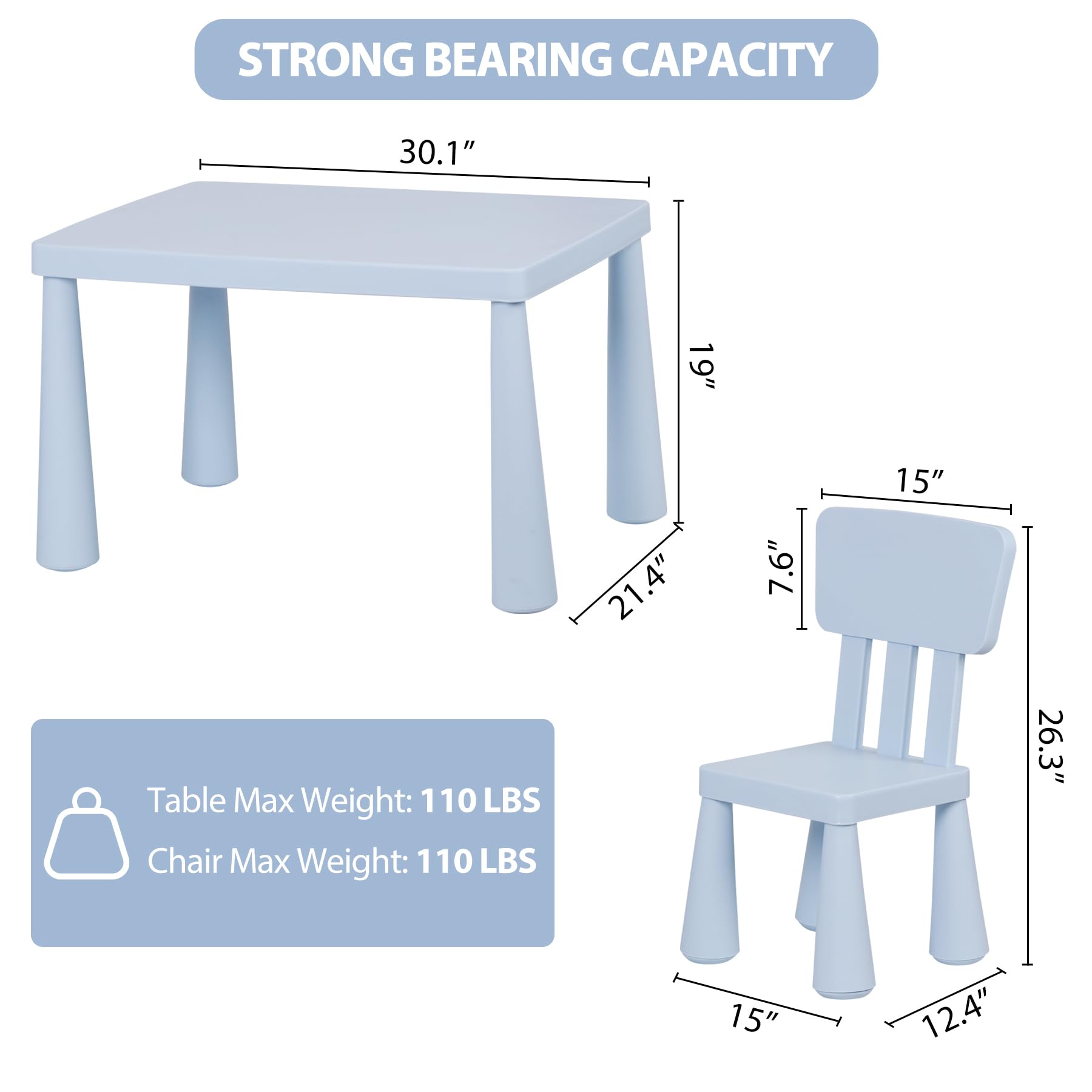 ZENY Kids Table and Chair Set, 3 in 1 Plastic Children Activity Table for Toddlers Drawing, Reading, Crafts, Snack Time, Detachable Tabletop Table and Chair Set for Home, Nursery, Playroom