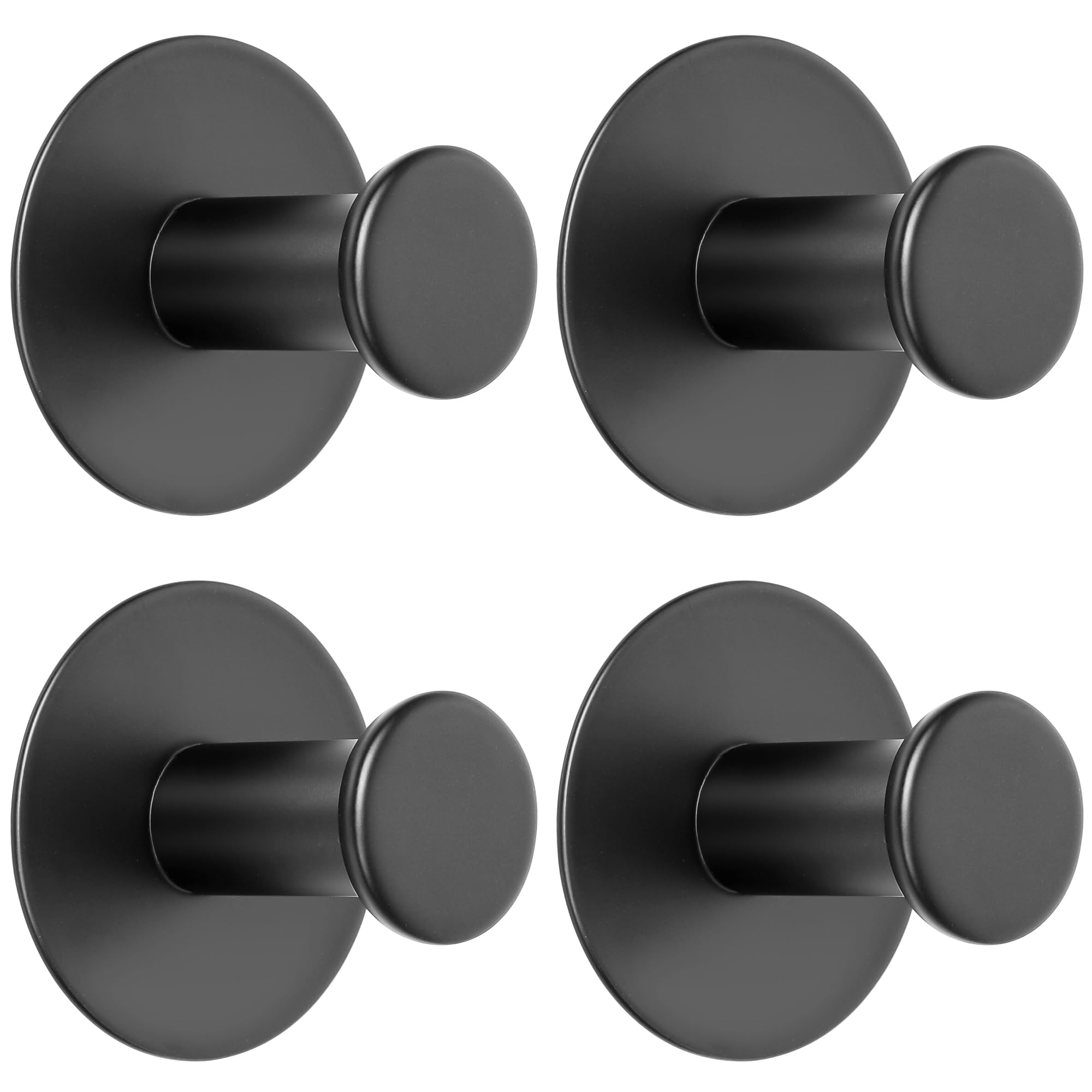 SAYAYO Self Adhesive Hooks for Hanging, Coat Hooks Wall Mount Matte Black Towel Hook for Bathrooms, Stick on Hooks SUS304 Stainless Steel, 4pcs