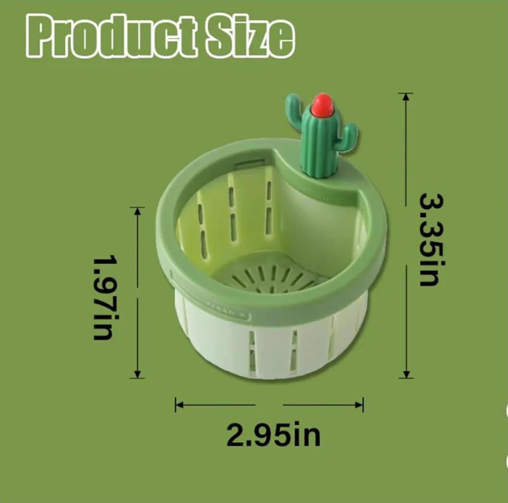 3PCS Cactus Kitchen Sink Drain Strainer - Press Automatic Dumping Basket, Multi-Functional Home Use Cactus Sink, Draining Basket Filter Net Lifting Basket, Kitchen Waste Collector Filter (Green)