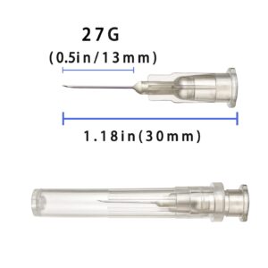 100Pack 27Ga 1/2 inch Needle Luer Lock Lab Dispensing Accessories for Measuring,Refilling Inks