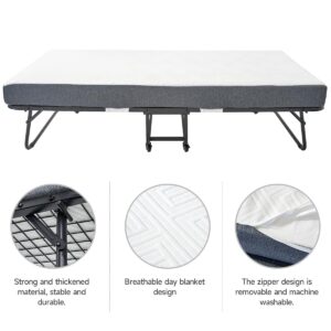 Folding Bed, (with 5.2" Thick Memory Foam Mattress), 79 * 35inch, Portable Foldable Adult with Mattress for Guest use, Metal Folding Frame, Reinforced Metal mesh, can Hold up to 550 lbs (Tau-ZDD)