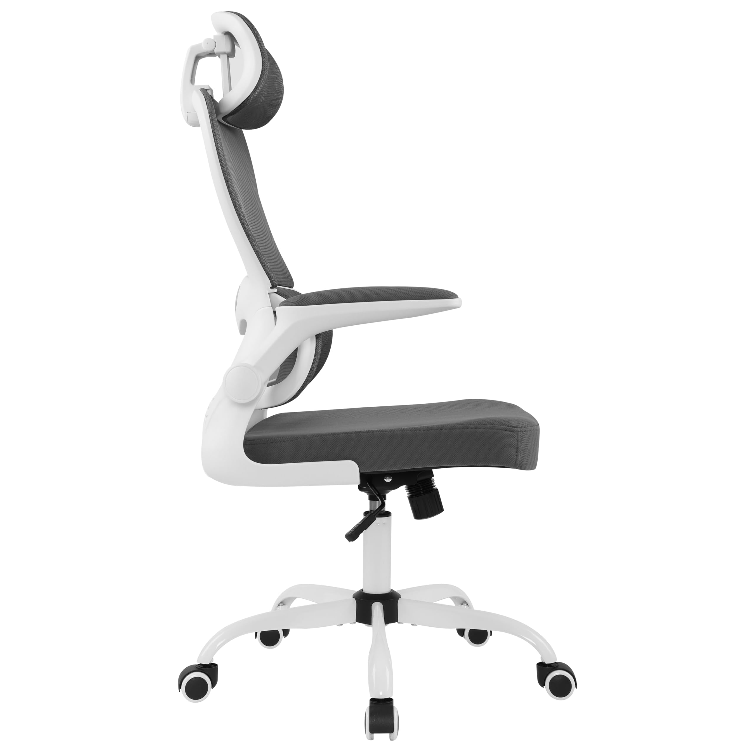 Office Chair Ergonomic Desk Chair Gaming Chair Computer Chair for Home Office with Wheels, Lumbar Support, Adjustable Headrest and Flip-up Armrest (Grey)