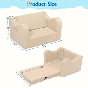 Qmetalart Toddler Couch, Waterproof Kids Toddler Chair, 2 in 1 Kid Couch Fold Out, Premium Kids Couch Sofa Toddler Chairs, Convertible Sofa to Lounger for Baby