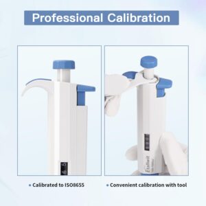 Etallwit Single Channel Pipette with Adjustable Variable Volume, High Accurate Manual Micropipette for Lab, 1000-5000ul