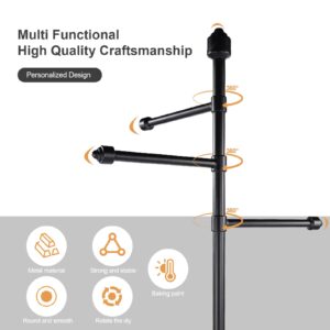 Metal Coat Rack Freestanding heavy duty,Sturdy Coat Tree Stand adjustable height with movable wheels,3 arms can accommodate more Winter Coats Jackets Suits, for Hall Entrance Bedroom Office (Modern)