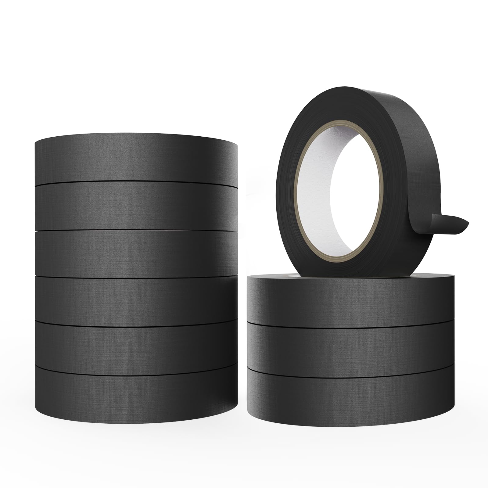 DAGONGREN Black Masking Tape 1 Inch Wide Bulk, 10 Rolls Black Painters Tape 1 Inch × 55 Yards, Multi-Surface Black Tape for Car Craft School, Pait Tape Total 550 Yards