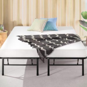 NATURE DEPOT Sturdy 14" Double Metal Bed Frame, Foldable, Attachable Headboard, Easy Assembly,Queen, Black