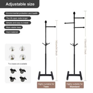 Metal Coat Rack Freestanding heavy duty,Sturdy Coat Tree Stand adjustable height with movable wheels,3 arms can accommodate more Winter Coats Jackets Suits, for Hall Entrance Bedroom Office (Modern)