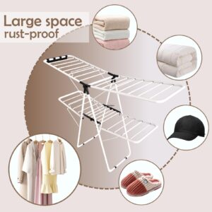 Maomo Double Deck Drying Rack - 2 Layer Large Clothes Drying Rack Foldable,No Installation Required ，Suitable for Indoor and Outdoor.Gull Wings.33 Clothes Poles are Equipped with Sock Clips.