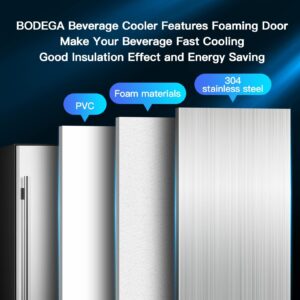 Bodega 24 inch Outdoor Beverage Refrigerator under Counter,180 Cans Stainless Steel Door Drink Fridge with Lock,Beer Fridge For Outdoor Kitchen,Home,Bar