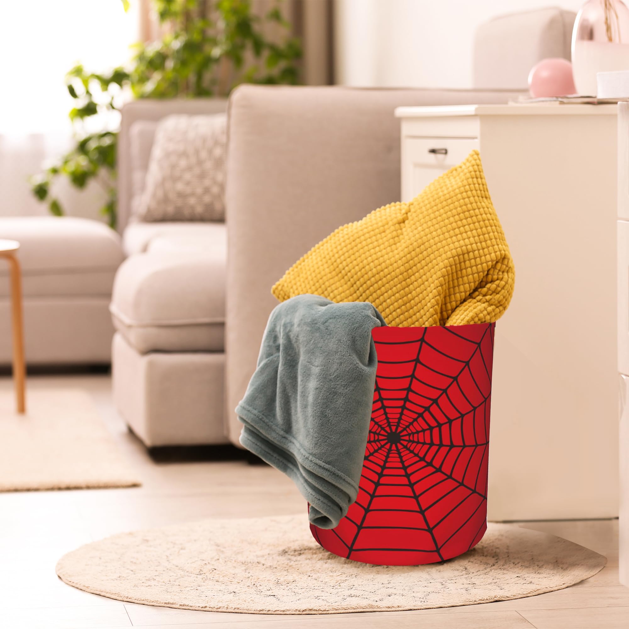 UIUPRO Laundry Hamper, Spider Web Red Laundry Basket,Waterproof Foldable Storage Bin for Bedroom,Clothes Organizer Basket,Toys Box 16x20 Inch